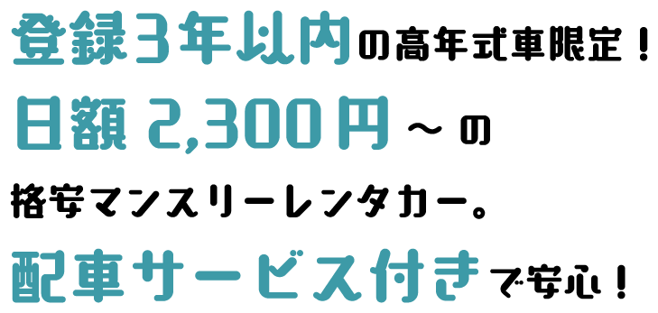 登録3年以内の高年式車限定！